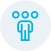 Blauer Chatbot Avatar mit Kopf und Körper Icon